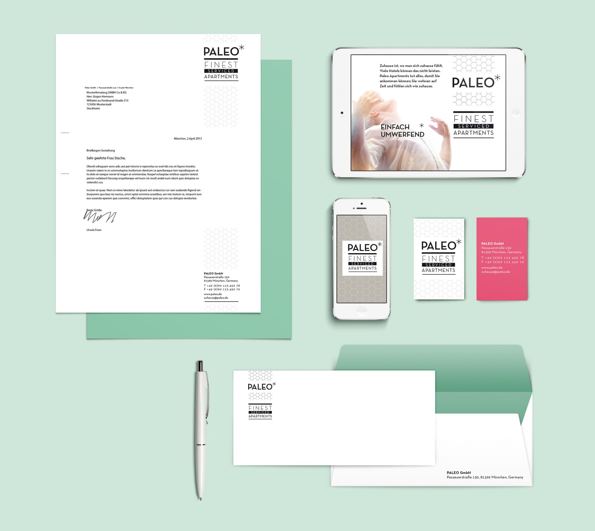 Paleo Finest Serviced Apartments – Logo-Design, Corporate Design für Existenzgründung, Flyer und Plakate, Design Betreuung und Beratung